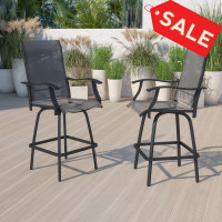 Flash Furniture 2-ET-SWVLPTO-30-GR-GG Outdoor Stool - 30 inch Patio Bar Stool / Garden Chair, Gray (Set of 2)